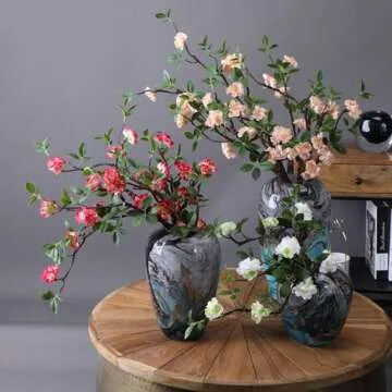 WEISPARK Artificial Flowers, 2pcs Fake Cherry Blossom Branches 31 Inch Long Stem Silk Flowers for DIY Vase Home Hotel Office Wedding Party Garden Decor (White)