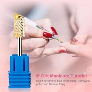 Safety Nail Drill Bits - 3/32'' Smooth Round Top Large Barrel Carbide Bits, Suitable for Manicure Pedicure Cuticle Gel Polishing, Beginners Bits, Gold, 3Pcs (Fine, Medium, Coarse)