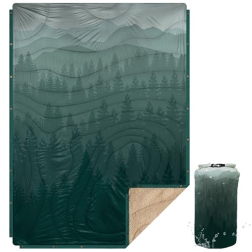 KawaGebo Kamp Outdoor Camping Blanket with Sherpa Lining, Extra Warm Thick Camp Blankets and Puffy U...