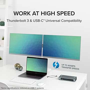 Plugable 14-in-1 USB-C and Thunderbolt Dock - 40Gbps, 96W Charging, Compatible with Mac and Windows, 2X HDMI 2.0 and DisplayPort 4K60, 7X USB, Ethernet, Certified, Driverless, Replaced by TBT4-UDZ