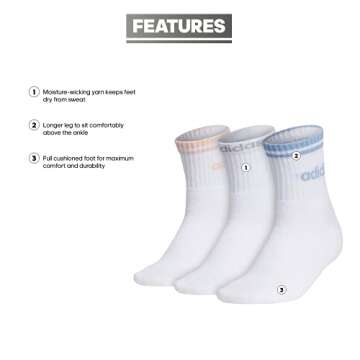 adidas Women's Sport Stripe 3-Pack High Quarter