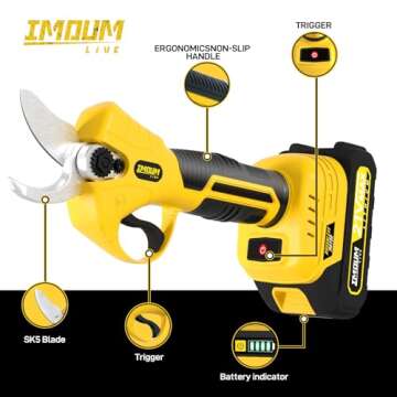 IMOUMLIVE Brushless Electric Pruning Shears, Cordless Pruning Shears with 2 Pack 21V 2.0Ah Battery,S...