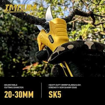 IMOUMLIVE Brushless Electric Pruning Shears, Cordless Pruning Shears with 2 Pack 21V 2.0Ah Battery,SK5 Blades,Cutting Diameter of 0.8-1.2 inch,Electric Pruner for Orchard,Garden Tree Branches Pruning