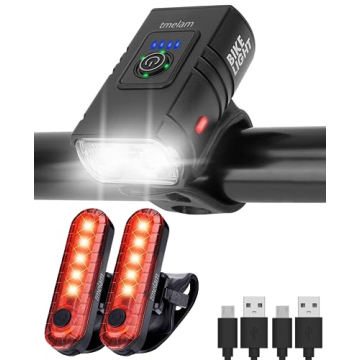 tmelam USB Rechargeable Bike Light Set - Bright LED Safety for Cyclists