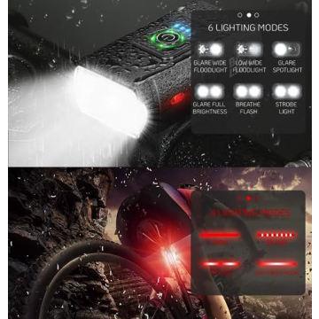 Rechargeable LED Bike Light Set - Front & Rear Safety Lamps