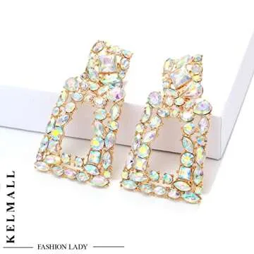 KELMALL Elegant Rhinestone Dangle Earrings for Women