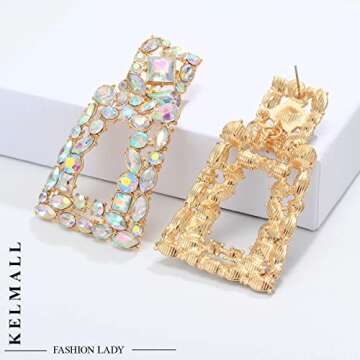 KELMALL Elegant Rhinestone Dangle Earrings for Women
