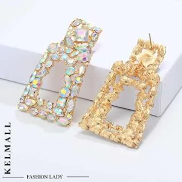 KELMALL Elegant Rhinestone Dangle Earrings for Women