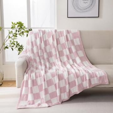 YIRUIO Throw Blanket Checkered Chessboard Fluffy Fuzzy Warmer Comfort Reversible Super Soft Cozy Dec...