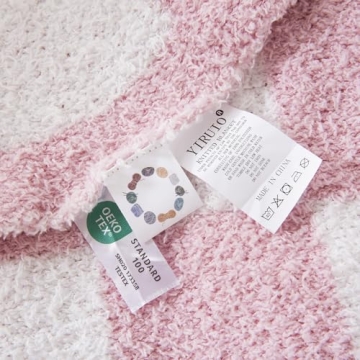 YIRUIO Throw Blanket Checkered Chessboard Fluffy Fuzzy Warmer Comfort Reversible Super Soft Cozy Decor for Home Bed Couch Sofa Room (Pink, 51'' X 63'')