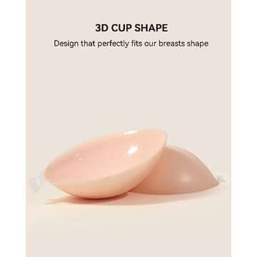 Niidor Adhesive Bra Invisible Strapless Backless Silicone with Nipple Covers Cup B Pink