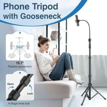 Nineigh 88" Tripod - Flexible Gooseneck & Remote Accessory