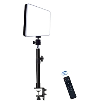 LED Desk Bi-Color Key Light with C-clamp, 2700K-5700K Dimmable with Wireless Remote for Studio Photo...