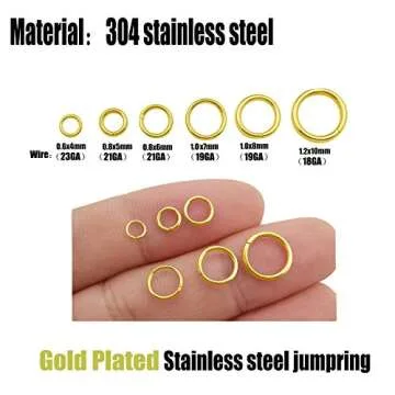 150 pcs Gold Plated Stainless Steel Split Rings Jump Rings Connector Rings for Jewelry Making Neckla...