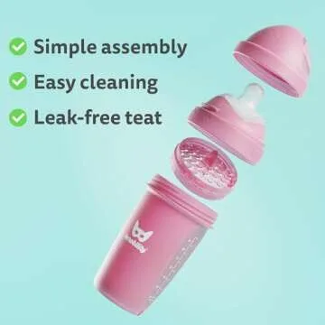 Herobility Double Anti-Colic Baby Bottles – 8.5 fl oz/240ml – 3-Pack – Peach