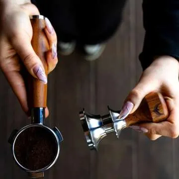 54mm Espresso Tamper for Breville Espresso Machines V2 Rosewood KNODOS Auto Leveling and Double Spri...