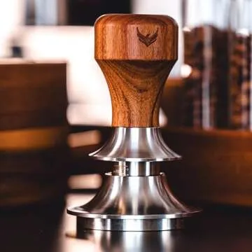 54mm Espresso Tamper for Breville Espresso Machines V2 Rosewood KNODOS Auto Leveling and Double Spring Loaded Design Wooden 30lb Calibrated Coffee Tamper