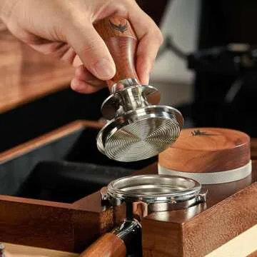 54mm Espresso Tamper for Breville Espresso Machines V2 Rosewood KNODOS Auto Leveling and Double Spring Loaded Design Wooden 30lb Calibrated Coffee Tamper