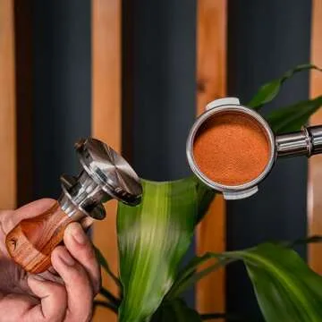 54mm Espresso Tamper for Breville Espresso Machines V2 Rosewood KNODOS Auto Leveling and Double Spring Loaded Design Wooden 30lb Calibrated Coffee Tamper
