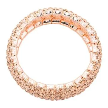 Lavencious Tennis Rhinestone 7" Stretch Bridal Bracelets Evening Party Jewelry For Women (Peach)
