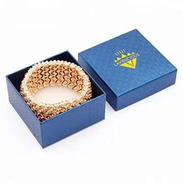 Lavencious Tennis Rhinestone 7" Stretch Bridal Bracelets Evening Party Jewelry For Women (Peach)