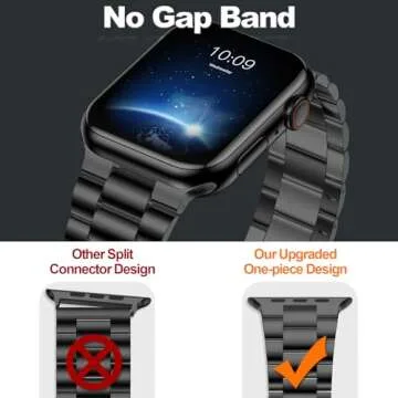 iiteeology Lightweight Stainless Steel Band Designed for Apple Watch Ultra 2 & Ultra, Series 1-10, 46mm, 45mm, 44mm, 42mm, Replacement iWatch Bands for Men & Women,Black