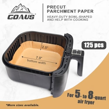 GOAUS Air Fryer Paper Liners 125 Pcs Non-Stick Disposable
