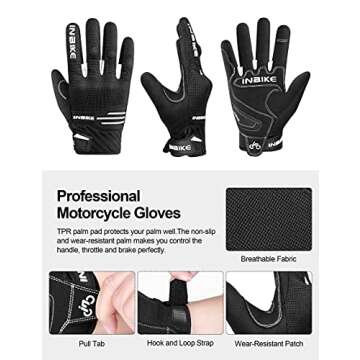 INBIKE Breathable Motorcycle Gloves Men Motorbike Riding Touchscreen Hard Knuckle TPR Palm Pad White...