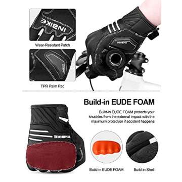 INBIKE Breathable Motorcycle Gloves Men Motorbike Riding Touchscreen Hard Knuckle TPR Palm Pad White Large