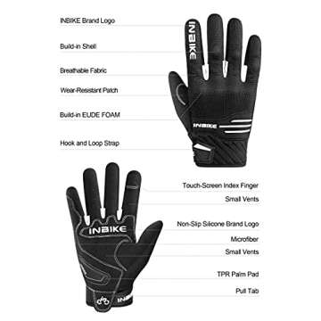 INBIKE Breathable Motorcycle Gloves Men Motorbike Riding Touchscreen Hard Knuckle TPR Palm Pad White Large