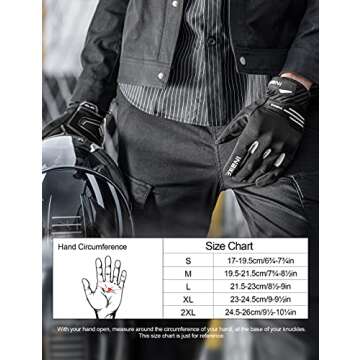 INBIKE Breathable Motorcycle Gloves Men Motorbike Riding Touchscreen Hard Knuckle TPR Palm Pad White Large