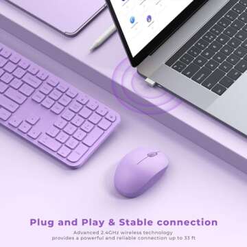 Wireless Keyboard and Mouse Combo - seenda Full Size 2.4G USB Wireless Keyboard Mouse Set, Quiet Cor...