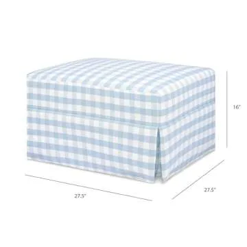 Namesake Crawford Gliding Ottoman in Blue Gingham, Greenguard Gold & CertiPUR-US Certified