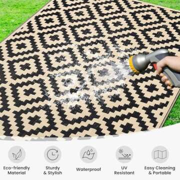 Smiry Waterproof Outdoor Rug 5x8 ft, Reversible Plastic Straw Patio Camping Rugs, Outdoor Indoor RV ...