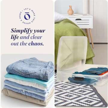 HOMZ 2-Pack Under Bed Storage, Clear Plastic Containers with Lids, 56 Quart, Gray Latch