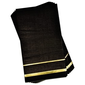 Elegant Gold Trim Black Guest Napkins for Every Occasion
