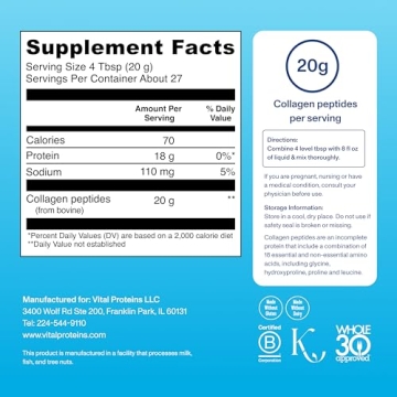 Vital Proteins Collagen Peptides Powder for Health & Beauty