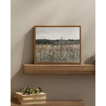 InSimSea Framed Canvas Wall Art Vintage Decor, Wildflower Field Canvas Wall Art Paintings Prints, Ru...