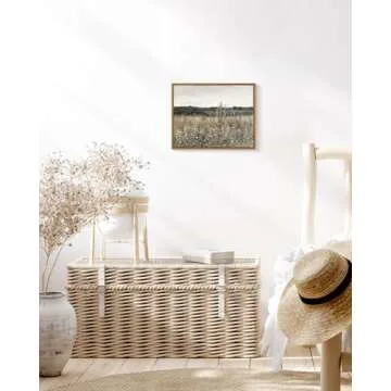 InSimSea Framed Canvas Wall Art Vintage Decor, Wildflower Field Canvas Wall Art Paintings Prints, Rustic Landscape Wall Decor for Bathroom Office, Office Dining Room Decor, 11"x14"