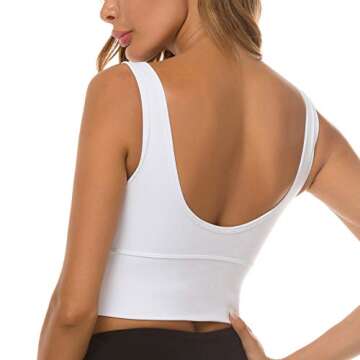 Sports Bras for Women High Impact Sports Bra - Seamless Yoga Bra Longline Wirefree Padded Bras Workout Crop Tops White