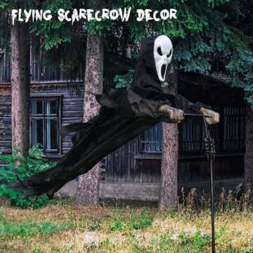 LarpGears Halloween Scarecrow Ghost Outdoor Decorations, 7.5Ft Halloween Rotatable Ghost of Death Fl...