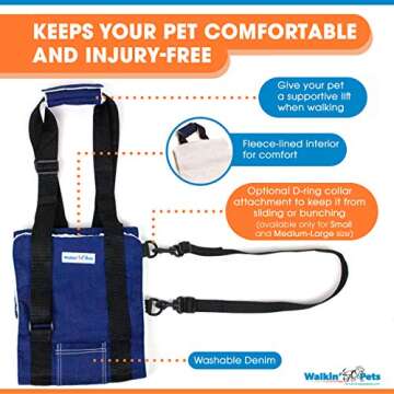 Support Sling Dog Harness for Full Body Support | Prevents Injuries | Helps with Post-Surgical Rehabilitation | Height Adjustable Handles
