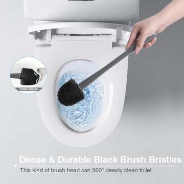 Toilet Plunger and Bowl Brush Set for Bathroom Cleaning, Combo 2 in 1
