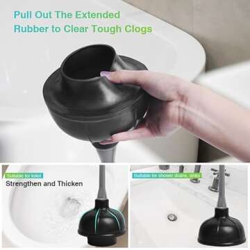 Toilet Plunger and Bowl Brush Set for Bathroom Cleaning, Combo 2 in 1