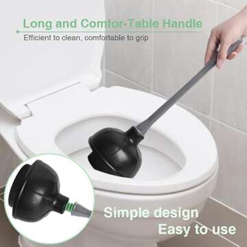 Toilet Plunger and Bowl Brush Set for Bathroom Cleaning, Combo 2 in 1