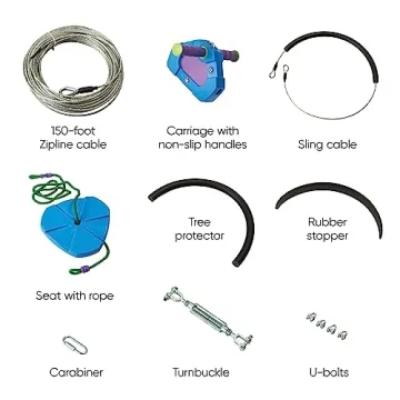 HearthSong 150-Foot Zipline Kit for Kids Adventure Fun