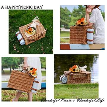 Elegant Picnic Basket Set for 2 - Insulated & Stylish