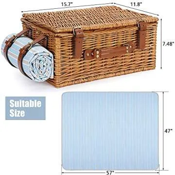 Elegant Picnic Basket Set for 2 - Insulated & Stylish