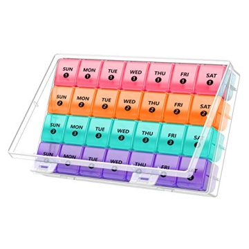 DANYING XL Monthly Pill Organizer with Dust-Proof Case for 28 Days