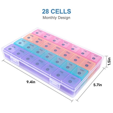 DANYING XL Monthly Pill Organizer - 28 Days Medication Case